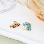 BONJOULRY Rhinestone Earrings for Women,Football ,Surfing,Tennis Ball,Pickleball,Golf,Basketball Sports Stud Earrings Trendy Dainty Gold Y2K earring Jewelry for Mom Mama Lucky Charm Game Day Rugby (Surfing)