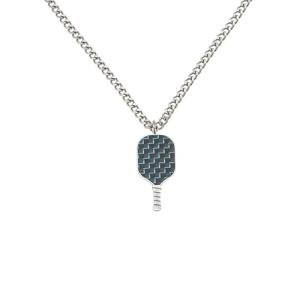 born to rally Men’s Pickleball Necklace – Stainless Steel Pendant with Carbon Fiber Inlay, Sports Jewelry Gift for Pickleball Players & Fans