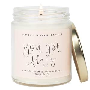 Sweet Water Decor You Got This Candle - Encouragement Gifts for Women, Graduation Gift, New Job Gift, Positive Affirmation - 9oz Clear Jar, 40 Hour Burn Time, Made in The USA