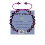 AINILOVE Natural Stone Adjustable Braided Beaded Pickleball Bracelet Charm Jewelry - Sports Lover Pickleball Gifts for Women Men Teens Friends (Amethyst)