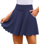 ATTRACO Tennis Skirt for Women with Pockets and Shorts Golf Skort Pickleball Skirt Blue