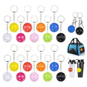 Iffitya 18PCS Pickleball Keychains - Mini Pickleball Ornaments Gift for Pickleball Lovers Pickleball Keychain with 9 Colors - Perfect Pickleball Gifts