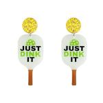 ROSTIVO Funny Acrylic Pickleball Paddle Dangle Earrings – 'Just Dink It' Sports Accessories for Women, Game Day Jewelry & Gifts for Pickleball Fans