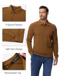 MIER Mens Cotton Polo Golf Shirts Breathable Classic Fit Work Collared Shirt for Men Pickleball Tops, Brown, L