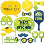 Big Dot of Happiness Pickleball Party Photo Booth Props Kit - 20-Piece Birthday Retirement Celebration Set, Premium Cardstock Selfie Props with Easy Assembly Sticks