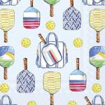 IHR Ideal Home Range Cocktail Napkins Disposable 3-Ply Paper Party Napkin Pack, 5" x 5", Pickleball Allover (Blue), 20-Count