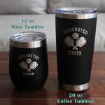 Bevvee Designated Dinker - Wine Tumbler Glass with Sliding Lid - Stainless Steel Insulated Mug - Funny Pickleball Themed Gifts and Decor - Teal