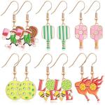 Nosiny 6 Pairs Sports Earrings for Women Game Earrings Jewelry Football Basketball Softball Soccer Tennis Golf Tooth Nurse(Pickleball,Multicolor)