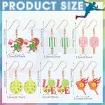 Nosiny 6 Pairs Sports Earrings for Women Game Earrings Jewelry Football Basketball Softball Soccer Tennis Golf Tooth Nurse(Pickleball,Multicolor)