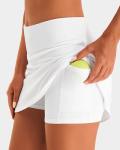 Stelle Tennis Skirts for Women Athletic Skirt with Shorts Golf Skort Pocket High Waisted Skorts Workout Pickleball(White,M)