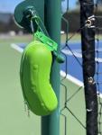 Pickleball Ball Holder – Clips to Fence or Bag, Holds 3 Balls, Zipper Pocket for Accessories, Lightweight Court Organizer (OG Green)