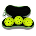 Pickleball Ball Holder – Clips to Fence or Bag, Holds 3 Balls, Zipper Pocket for Accessories, Lightweight Court Organizer (OG Green)
