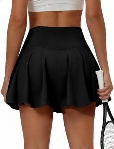 Buauty Women's Tennis Skirt Pleated Golf Skirts with Pockets Shorts Athletic Skort for Pickleball Sports Outfits Black