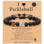 VULETO Pickleball Bracelet Gifts for Pickleball Lovers Men, Bead Silver Ball Bracelet Pickleball Accessories Jewelry Gifts Silver Tiger's Eye Stone