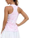 MoFiz Women's Golf Tennis Polo Shirt Sleeveless 1/4 Zip Collarless Racerback Pickleball Tank Tops Quick Dry Athletic T-Shirt Pink Camo M