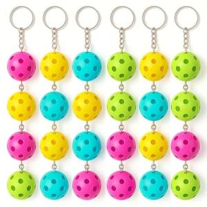 CODIAO Pickleball Keychain Set 24 Pack, Pickleball Gifts for Women Men - Cute Bulk Mini Pickleball Accessories Ornament Party Favors Birthday Decorations Team Luggage Tag for Sports Bag