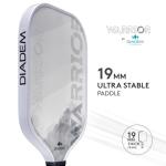 Diadem Warrior Pickleball Paddle | 3X L-Core Hybrid Nomex Polymer Honeycomb Core, Grit Paint Surface for Spin, Control and Power | Indoor/Outdoor | USAPA Approved (Ghost)
