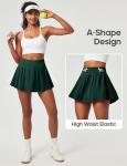 Heathyoga Pleated Tennis Skirts for Women High Waisted Athletic Skorts for Woman with Pockets Tummy Control Golf Skirts Dark Green
