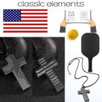 BECKWJE Sport Necklace for Men Pickleball Necklace Stainless Steel Cross Pendant Father's Day Gifts for Men Pickleball Fans Bible Verse Braver and Stronger
