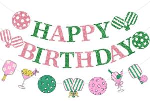 Pickleball Birthday Decorations - Pickleball Party Decorations with Pink Green Happy Birthday Banner Garland for Sport Theme Decor Supplies