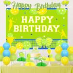 kreat4joy Pickleball Birthday Decoration, Pickleball Happy Birthday Backdrop Banner Cake Topper Hanging Swirl Honeycomb Centerpiece Latex Balloon Green Yellow for Sport Funny Pickle Party Decoration