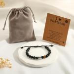 VULETO Pickleball Bracelet Gifts for Pickleball Lovers Men, Bead Silver Ball Bracelet Pickleball Accessories Jewelry Gifts Silver Tiger's Eye Stone