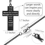 BECKWJE Sport Necklace for Men Pickleball Necklace Stainless Steel Cross Pendant Father's Day Gifts for Men Pickleball Fans Bible Verse Braver and Stronger