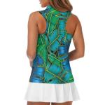 Irisjudy Women's Hawaiian Banana Leaf Sleeveless Tennis Shirt Golf Polo Tank Tops Quick Dry Tropical Style Plants Leaves Pickleball Shirts Zipper Summer T-Shirts, Green