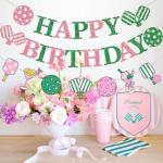 Pickleball Birthday Decorations - Pickleball Party Decorations with Pink Green Happy Birthday Banner Garland for Sport Theme Decor Supplies
