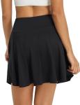 baleaf Women's 18" Tennis Skorts Skirts Knee Length with Liner Shorts High Waisted Golf Pickleball Athletic with Pockets Black L