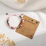 VULETO Pickleball Bracelet Gifts for Pickleball Lovers Women, Bead Ball Bracelet Pickleball Accessories Jewelry Gifts Silver