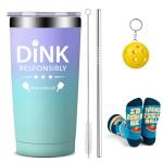Fufandi Pickleball Gifts for Women Men - Pickle Ball Dink Responsibly - Christmas, Birthday Gifts for Pickleball Lovers Player Coach - Tumbler Cup 20oz