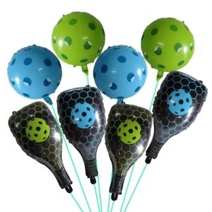 8 Pcs Pickleball Foil Balloons Set - 2 Blue & 2 Green Pickleball Balloons, 4 Racket Balloons (18-23 inch) for Sports Themed Party Decorations, Baby Shower, Game Night Supplies