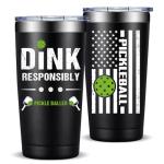 Fufandi Pickleball Gifts - Pickle Ball Dink Responsibly - Christmas, Birthday Gifts for Men, Women, Pickleball Lovers, Player Coach - Pickle Ball Tumbler Cup 20oz