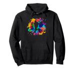 Colorful Paint Splash Pickleball Heartbeat Dink Squad Court Pullover Hoodie