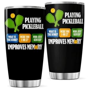 Playing Pickleball Improves Memory Design Stainless Steel 20 Oz Tumbler For Players And Sports Lovers Insulated Outdoor Mug Cool Iced Tea Hot Travel Coffee Heat Drink Bottle
