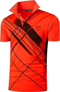 Men's Golf Shirt Short Sleeve Quick Dry Sport Polo Tee Shirt T-Shirts Tshirt Tops Tennis Pickleball Badmintion LSL226_Orange_L