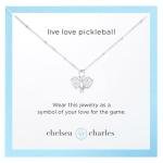 Chelsea Charles Pavé Pickleball Charm Necklace, Fashion Jewelry Gift for Women - Silver