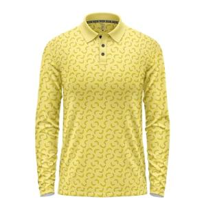 Men’s Funny Long Sleeve Golf Polo Shirt – Moisture Wicking Performance Casual Relaxed Fit Quick Dry Tennis Pickleball Bowling (US, Alpha, X-Large, Regular, Regular, Yellow Banana)