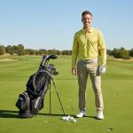 Men’s Funny Long Sleeve Golf Polo Shirt – Moisture Wicking Performance Casual Relaxed Fit Quick Dry Tennis Pickleball Bowling (US, Alpha, X-Large, Regular, Regular, Yellow Banana)