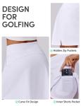 PINSPARK 16" Skorts for Women with Pockets High Waist Tennis Skirt Quick Dry Pickleball Running Athletic Skort with Zip Pockets,White Medium