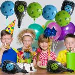 8 Pcs Pickleball Foil Balloons Set - 2 Blue & 2 Green Pickleball Balloons, 4 Racket Balloons (18-23 inch) for Sports Themed Party Decorations, Baby Shower, Game Night Supplies