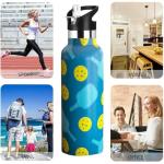 Bofemgt Pickleball Sport Water Bottle with Straw, Vacuum Insulated Stainless Steel Thermal Drinking Travel Mug Cups For Gym Fitness Camping-20oz/600ml