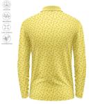 Men’s Funny Long Sleeve Golf Polo Shirt – Moisture Wicking Performance Casual Relaxed Fit Quick Dry Tennis Pickleball Bowling (US, Alpha, X-Large, Regular, Regular, Yellow Banana)