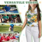 Cndexd Fashion Tropical Plants Polo Shirt for Girls Short Sleeve Golf Shirts Button Up Summer Casual Top Pickleball Shirts with Collar Daily Wear Polo Shirt