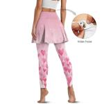 ELEDIZI Gradient Valentines Love Balloon Skirted Leggings for Women with Pockets Womens Pickleball Skirt with Leggings High Waisted Leggings for Women Tummy Control Yoga Pants for Women Plus Size 3X