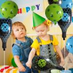 8 Pcs Pickleball Foil Balloons Set - 2 Blue & 2 Green Pickleball Balloons, 4 Racket Balloons (18-23 inch) for Sports Themed Party Decorations, Baby Shower, Game Night Supplies