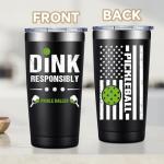 Fufandi Pickleball Gifts - Pickle Ball Dink Responsibly - Christmas, Birthday Gifts for Men, Women, Pickleball Lovers, Player Coach - Pickle Ball Tumbler Cup 20oz
