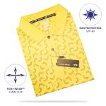Men’s Funny Long Sleeve Golf Polo Shirt – Moisture Wicking Performance Casual Relaxed Fit Quick Dry Tennis Pickleball Bowling (US, Alpha, X-Large, Regular, Regular, Yellow Banana)