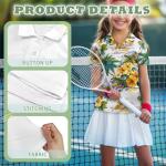 Cndexd Fashion Tropical Plants Polo Shirt for Girls Short Sleeve Golf Shirts Button Up Summer Casual Top Pickleball Shirts with Collar Daily Wear Polo Shirt